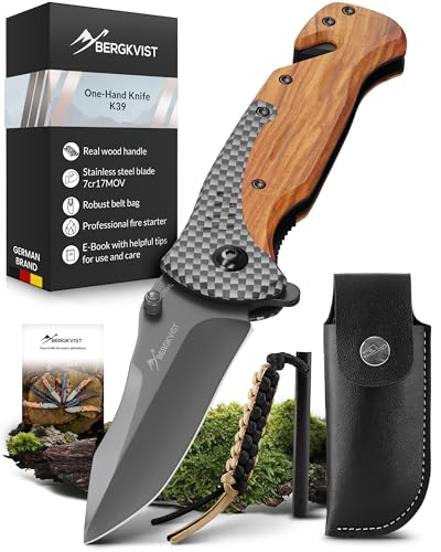 BERGKVIST® K39 Couteau pliant en édition bois de forêt -...